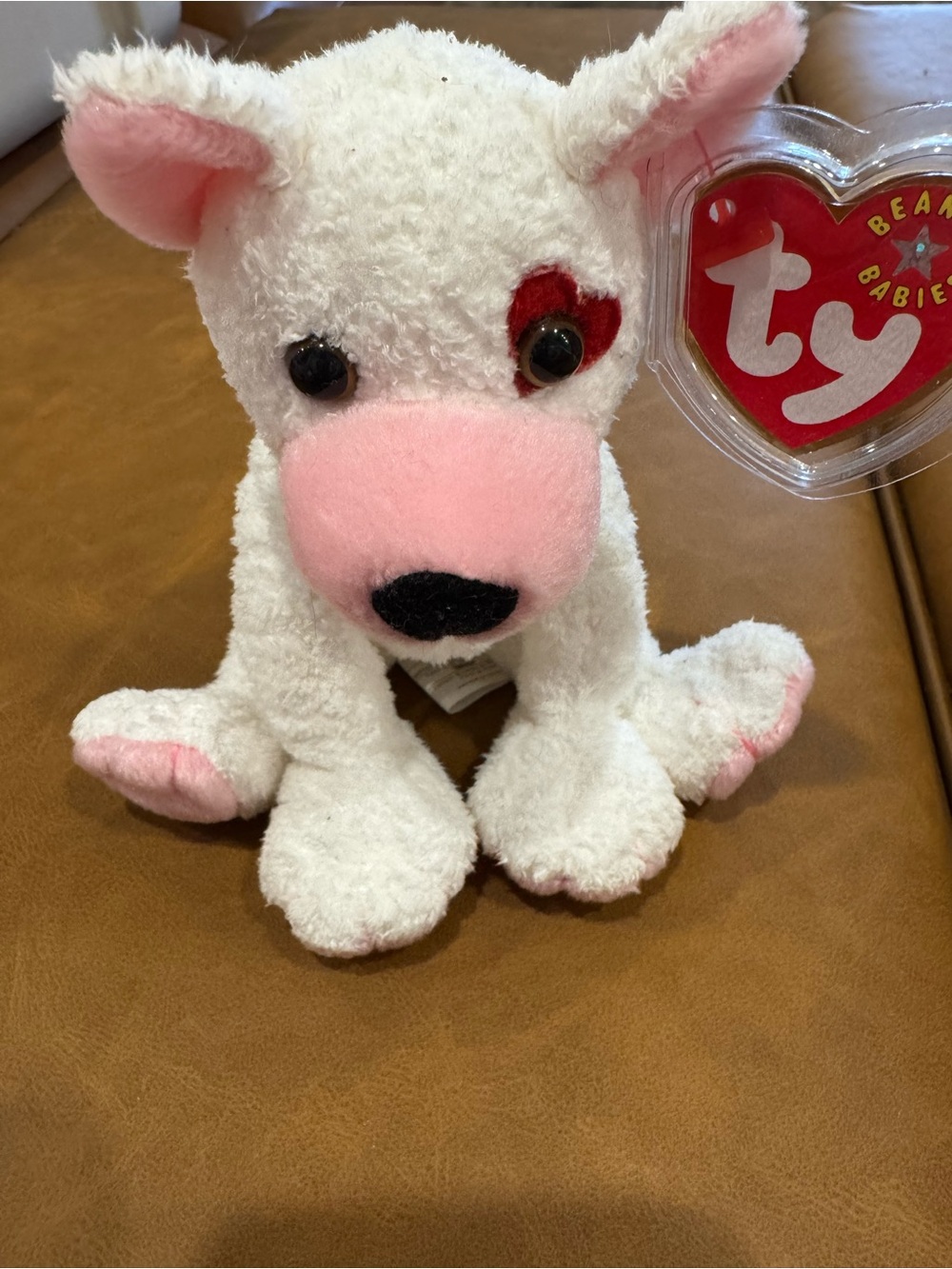 Ty Beanie Babies Cupid -White & Pink Plush Dog - Collectible Stuffed Toy
